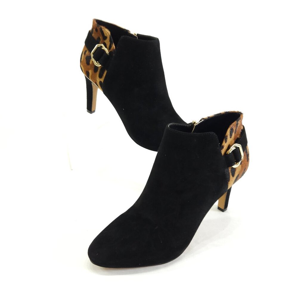 Vince Camuto Leeva Womens Bootie Black Suede Cheetah Print Size 10M
